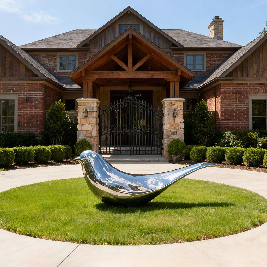 PREMIER Stainless Steel Modern Bird Sculpture (PSSS-177) - Elegant Outdoor Garden and Yard Art