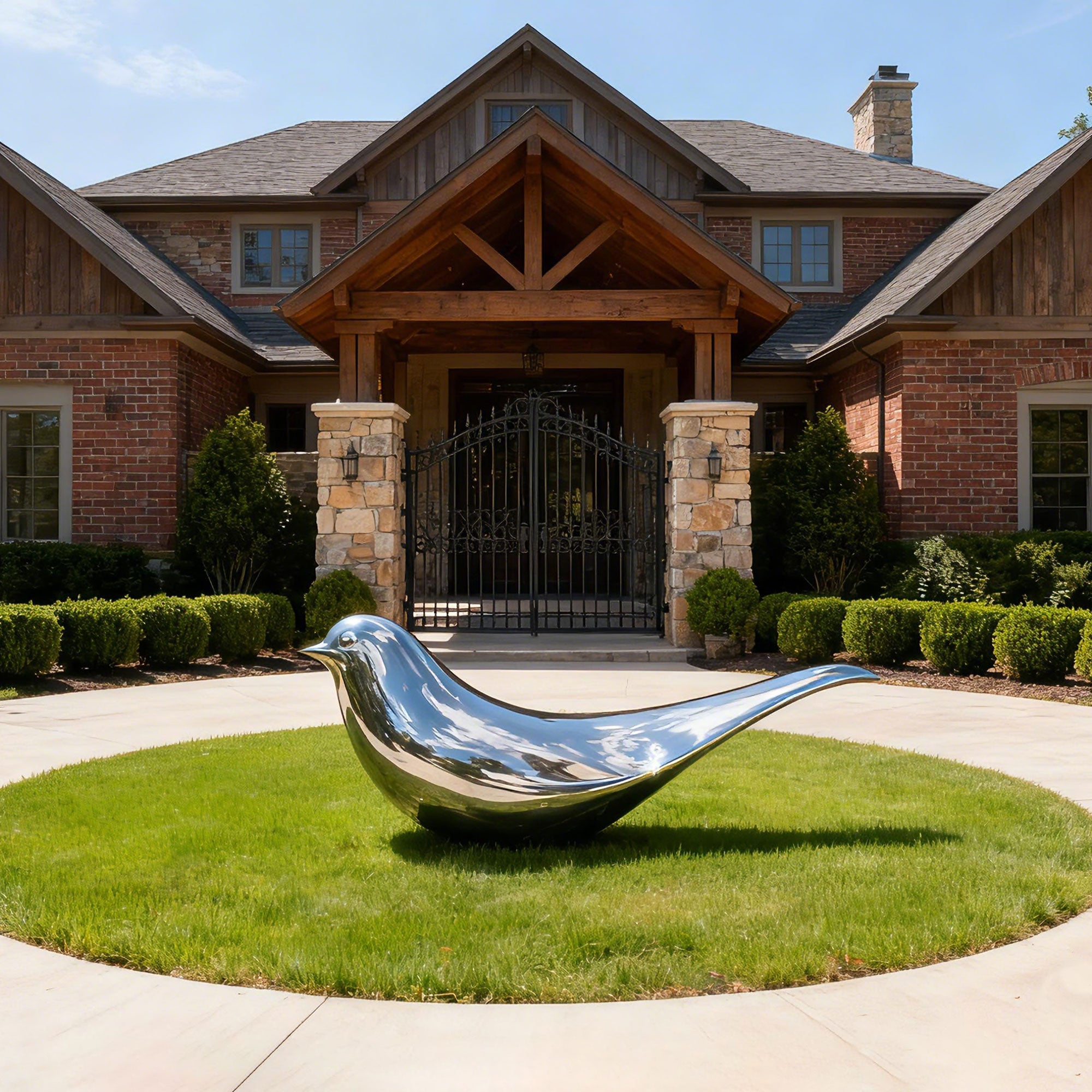 PREMIER Stainless Steel Modern Bird Sculpture (PSSS-177) - Elegant Outdoor Garden and Yard Art