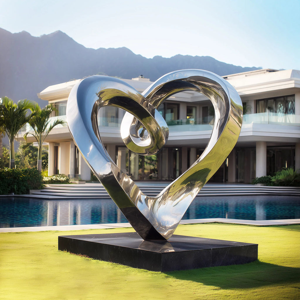 PREMIER Stainless Steel Heart Sculpture PSSS-182: Elegant Flowing Design for Luxury Outdoor Spaces