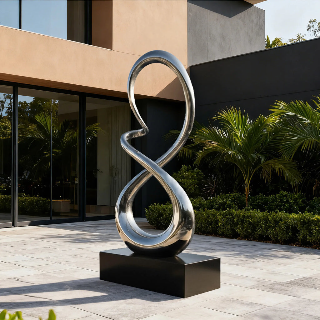 PREMIER PSSS-175 Stainless Steel Loop Sculpture - Modern Garden, Entryway, and Walkway Art