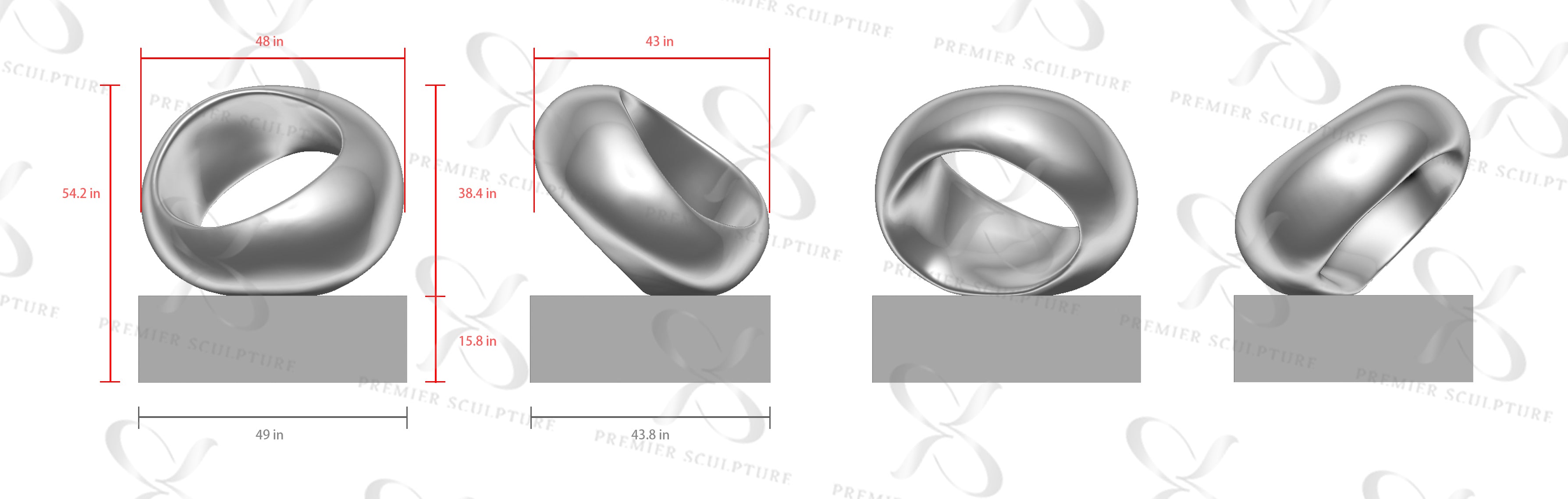 48" (W) PSSS-052 Mirror polished finish with S2-2 Base (15”base)-50% Deposit Custom Link for Joe Rodriguez