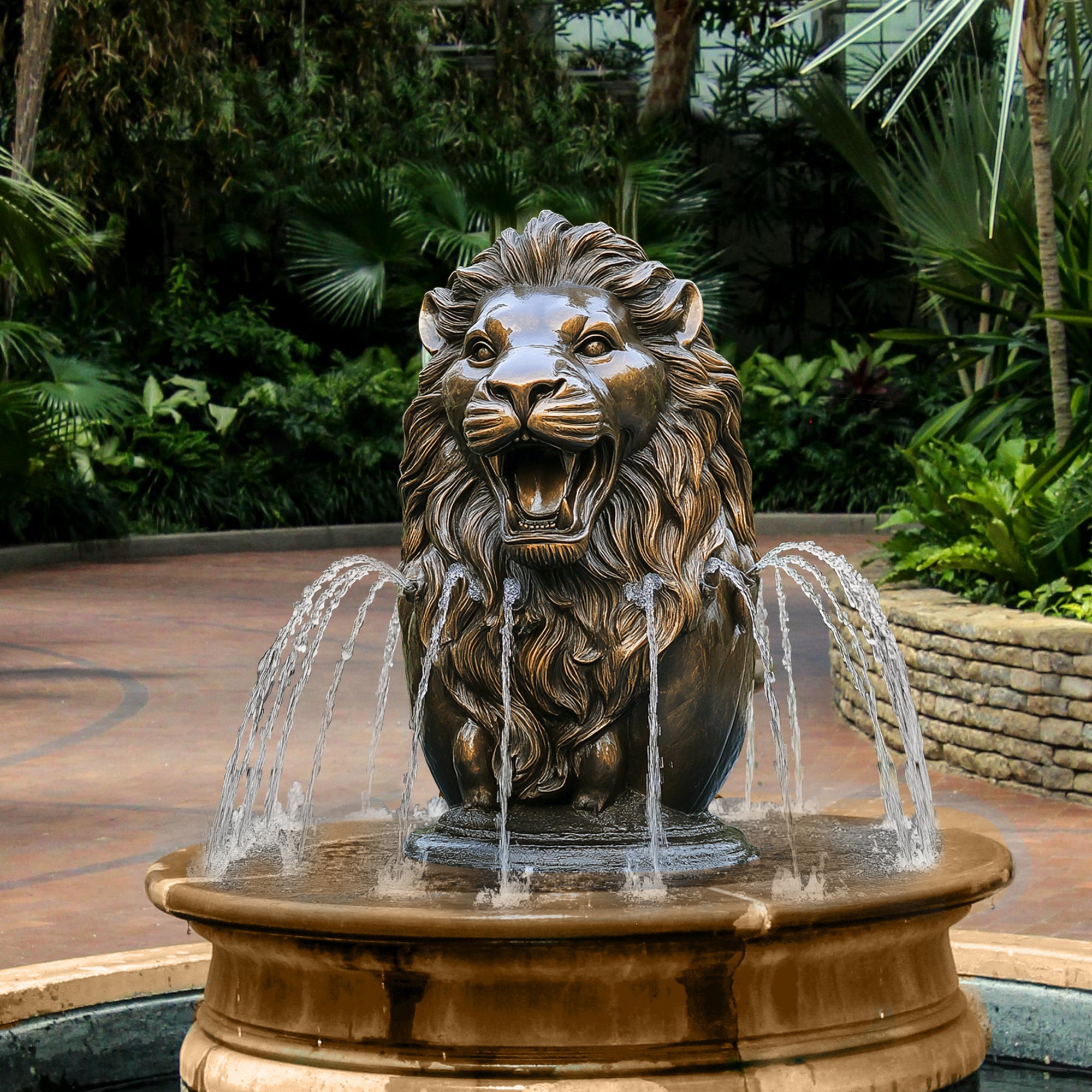 PREMIER Bronze Lion Head Sculpture Outdoor Fountain Garden Water Feature PSB-064