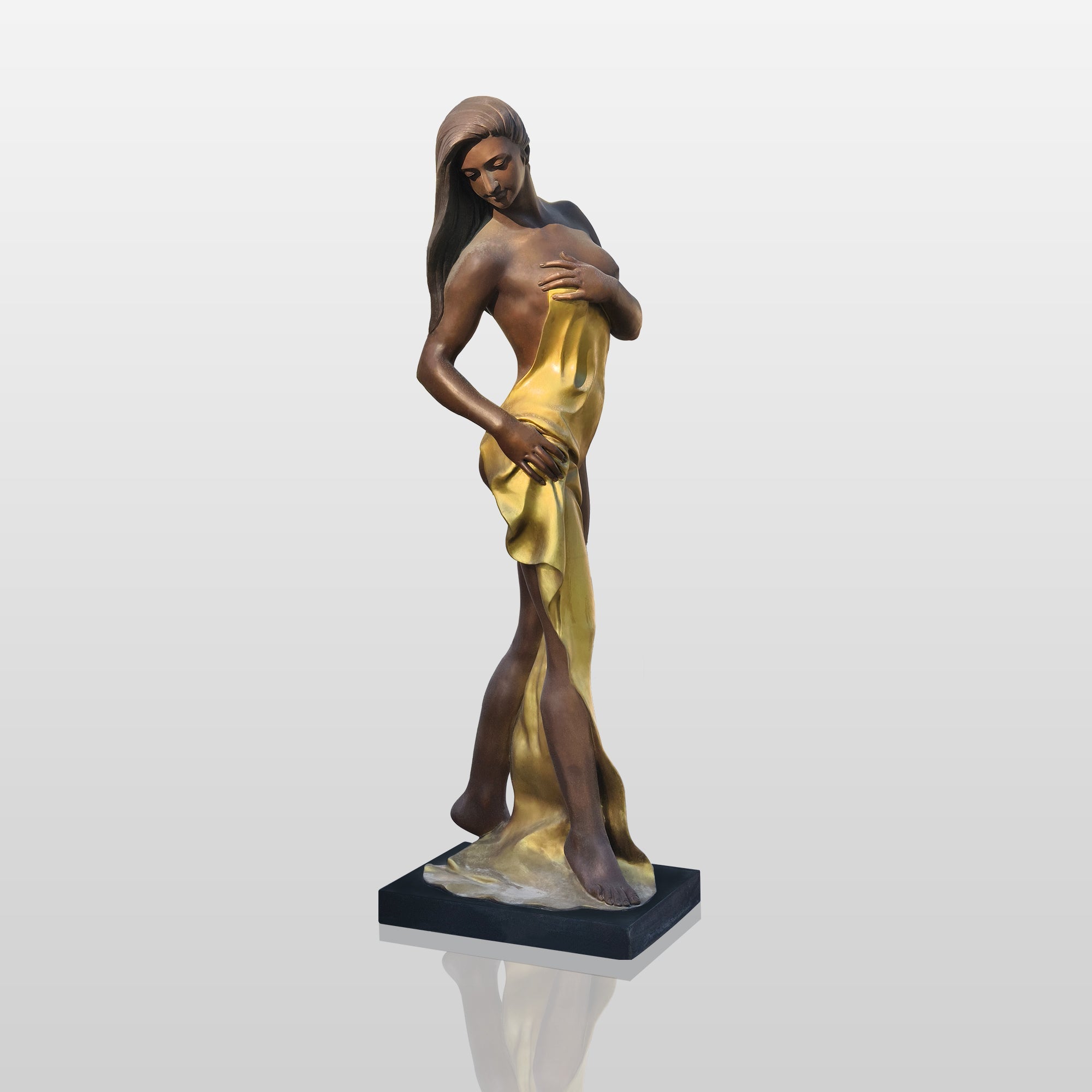 PREMIER Golden Grace Woman Statue With Bronze Finish for Plazas, Hotels and Cultural Spaces PSB-084