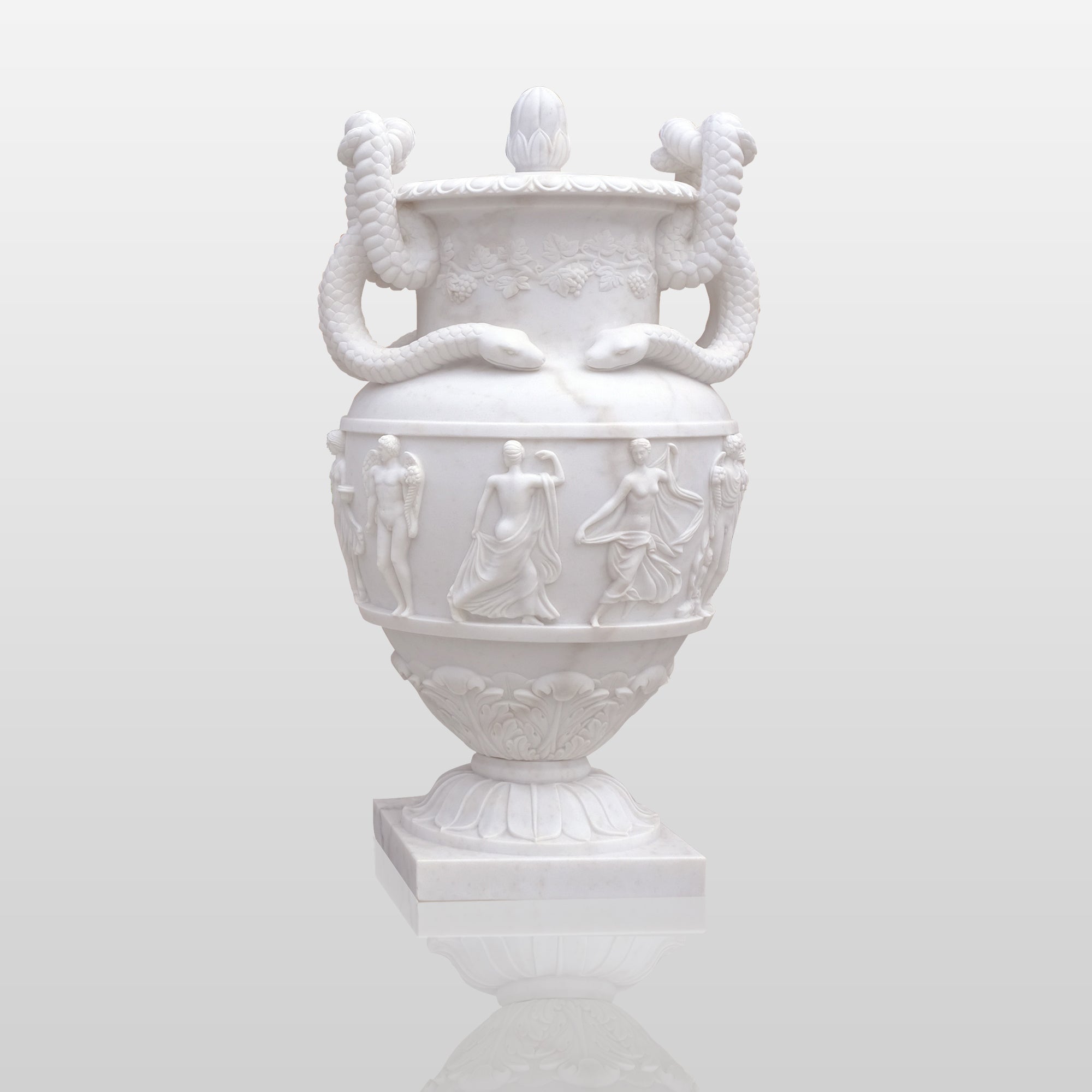 PREMIER Classical Marble Flowerpot Sculpture Ornate Garden Urn Planter for Timeless Outdoor Elegance PSM-049