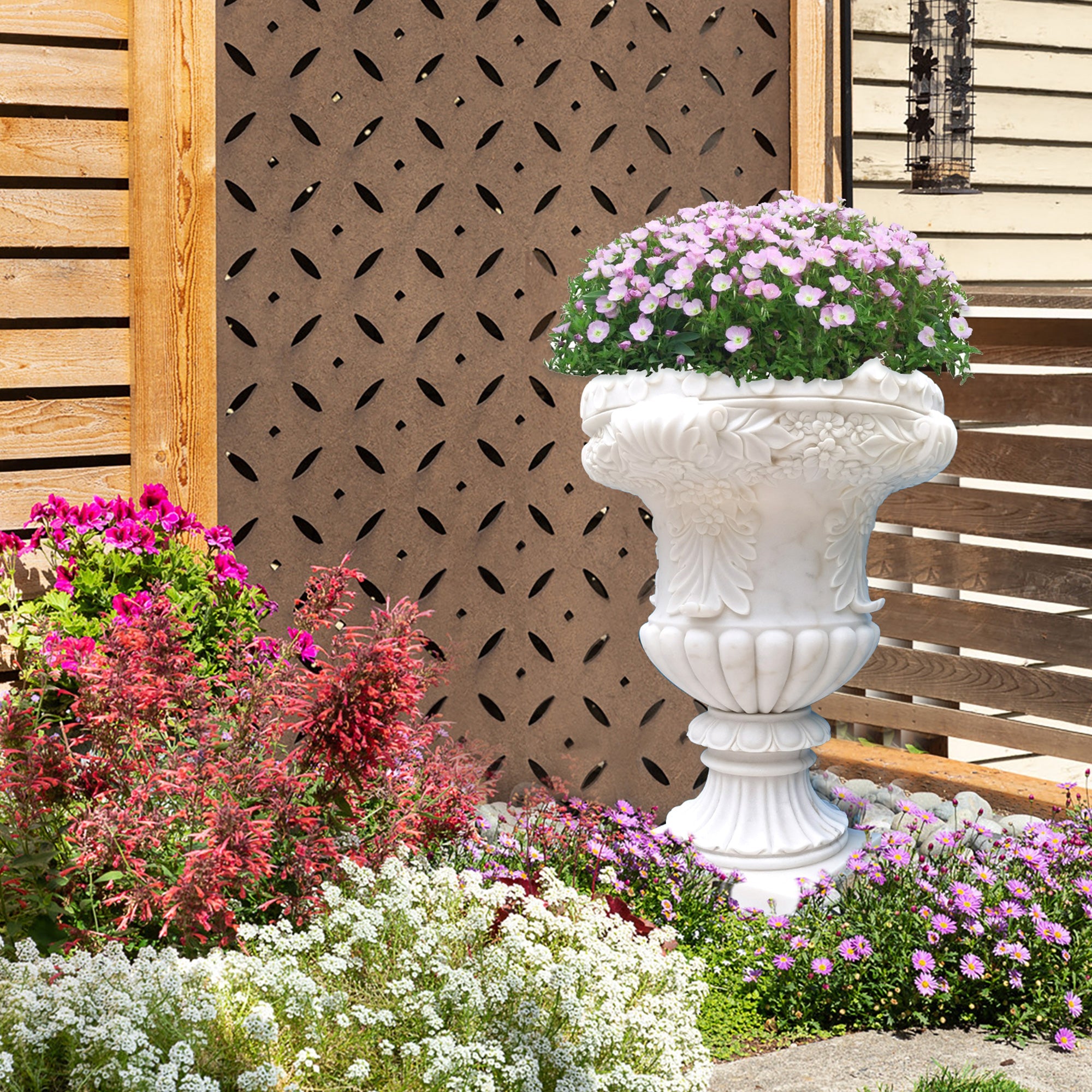 PREMIER Hand-Carved Marble Flowerpot Classical Garden Planter Sculpture PSM-053