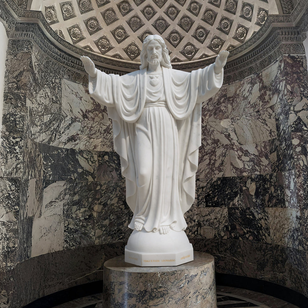 PREMIER Sacred Heart of Jesus Marble Statue Handcrafted Statue for Churches, and Gardens PSM-027