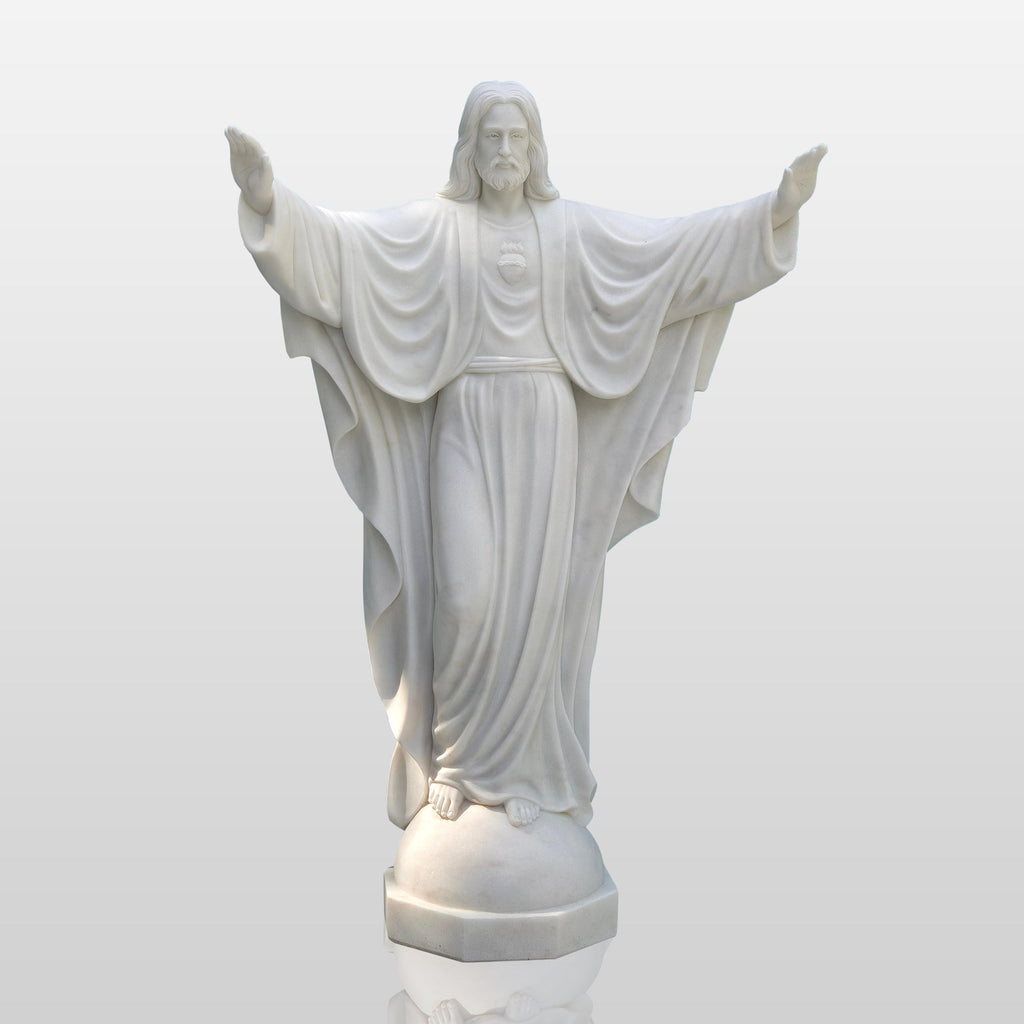 PREMIER Sacred Heart of Jesus Marble Statue Handcrafted Statue for Churches, and Gardens PSM-027