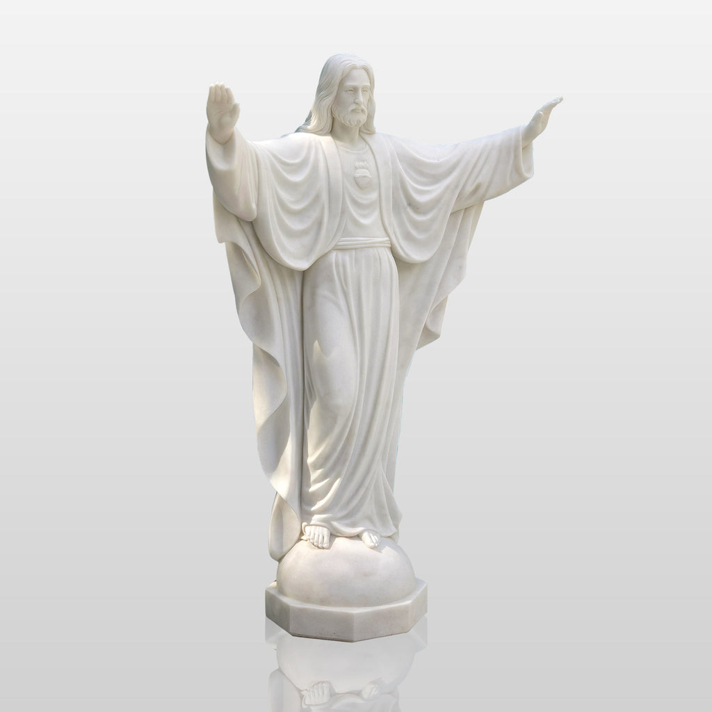 PREMIER Sacred Heart of Jesus Marble Statue Handcrafted Statue for Churches, and Gardens PSM-027