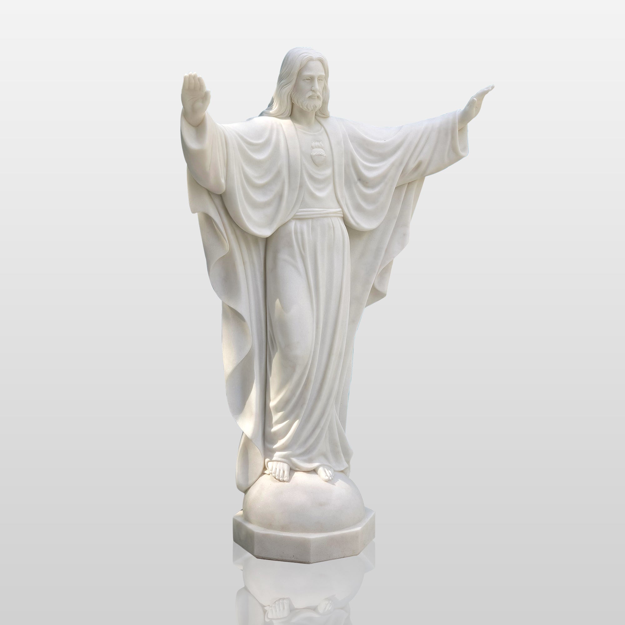 PREMIER Sacred Heart of Jesus Marble Statue Handcrafted Statue for Churches, and Gardens PSM-027