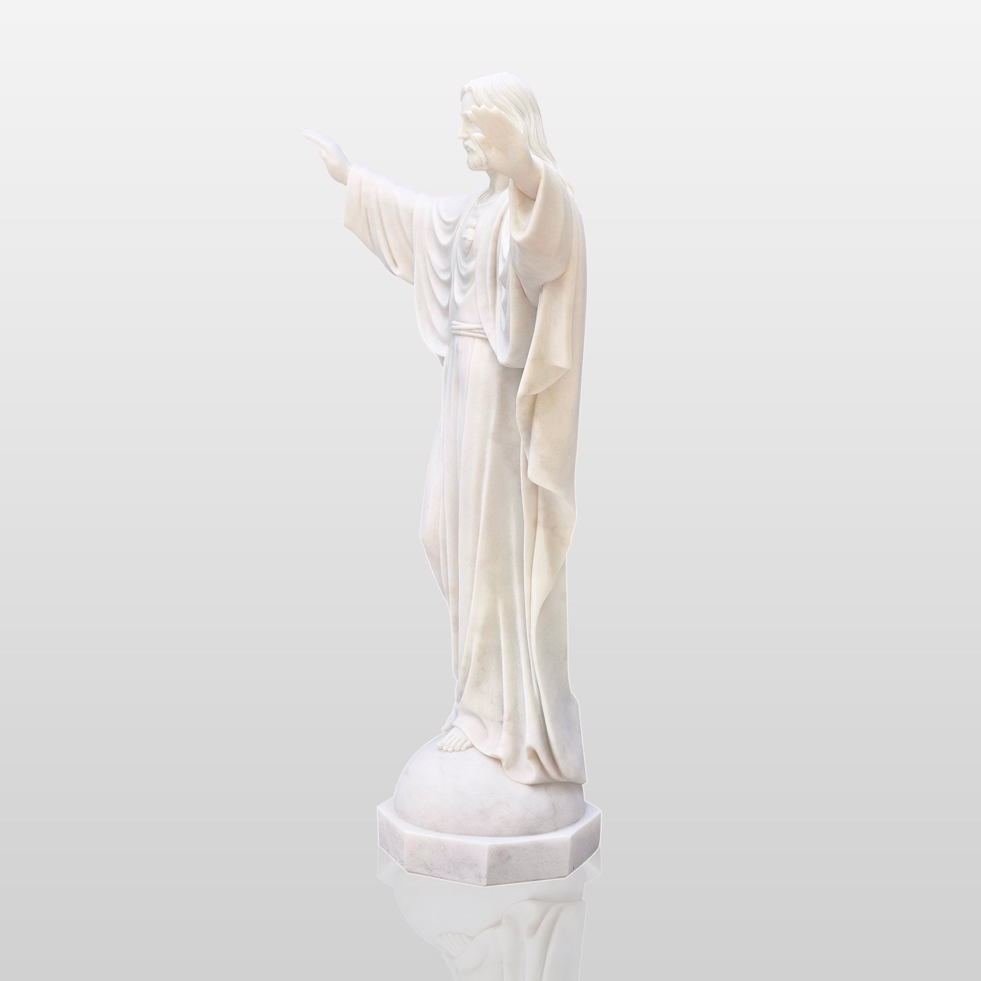 PREMIER Sacred Heart of Jesus Marble Statue Handcrafted Statue for Churches, and Gardens PSM-027
