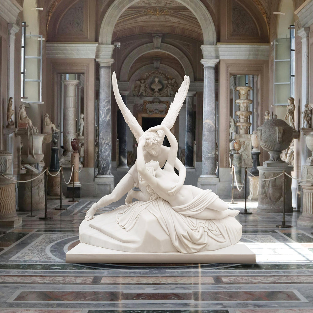 PREMIER Neoclassical Statue Psyche Revived by Cupid's Kiss Marble Sculpture PSM-060