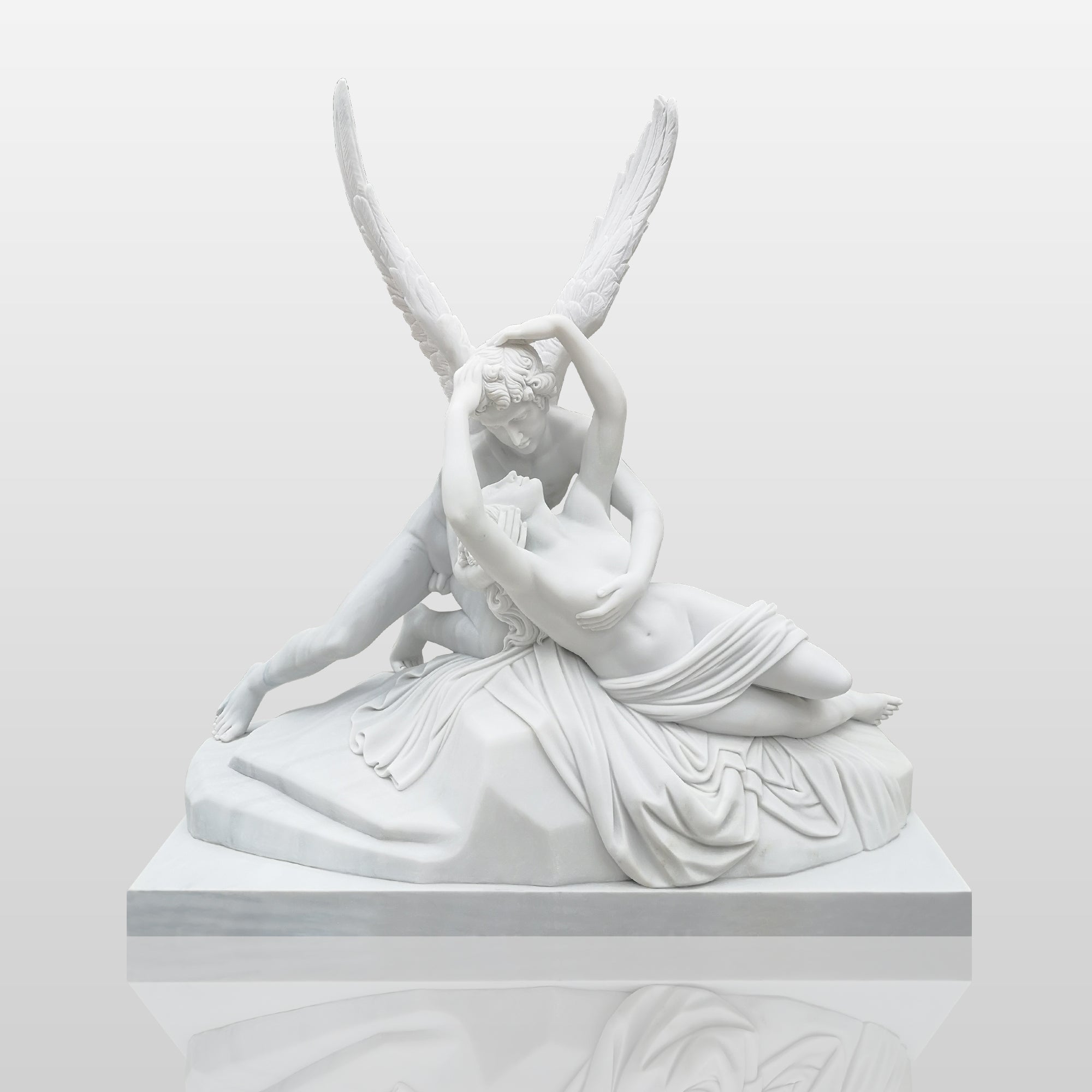 PREMIER Neoclassical Statue Psyche Revived by Cupid's Kiss Marble Sculpture PSM-060