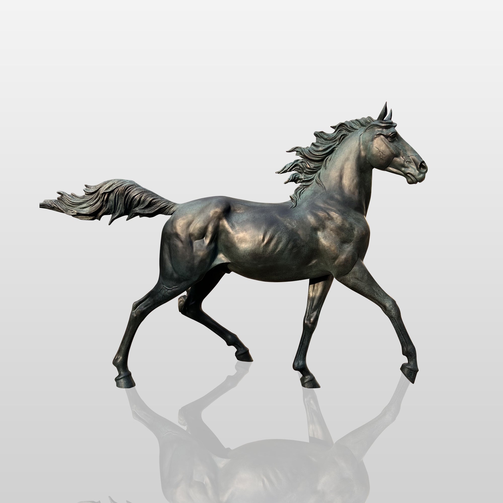 PREMIER Regal Running Horse Sculpture Bronze Animal Artwork for Courtyards, Gardens and Historic Estates PSB-074