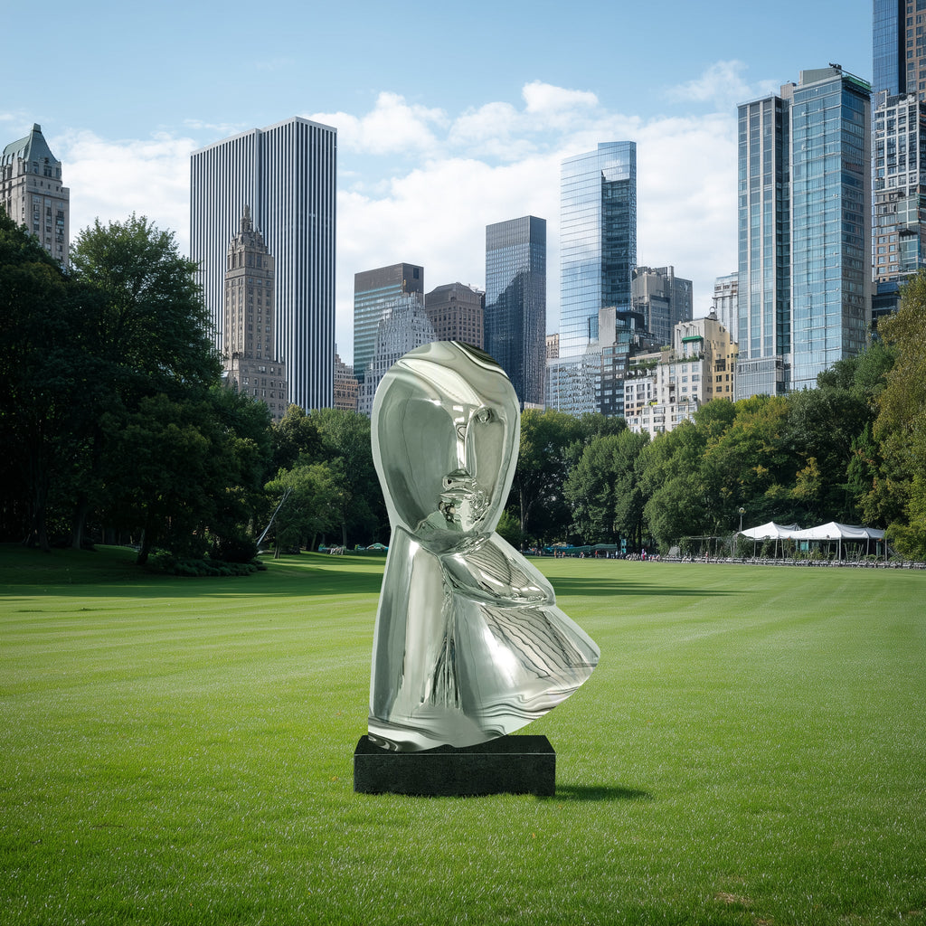 PREMIER Abstract Stainless Steel Face Sculpture for Contemporary Outdoor Art Installations - PSSS-095