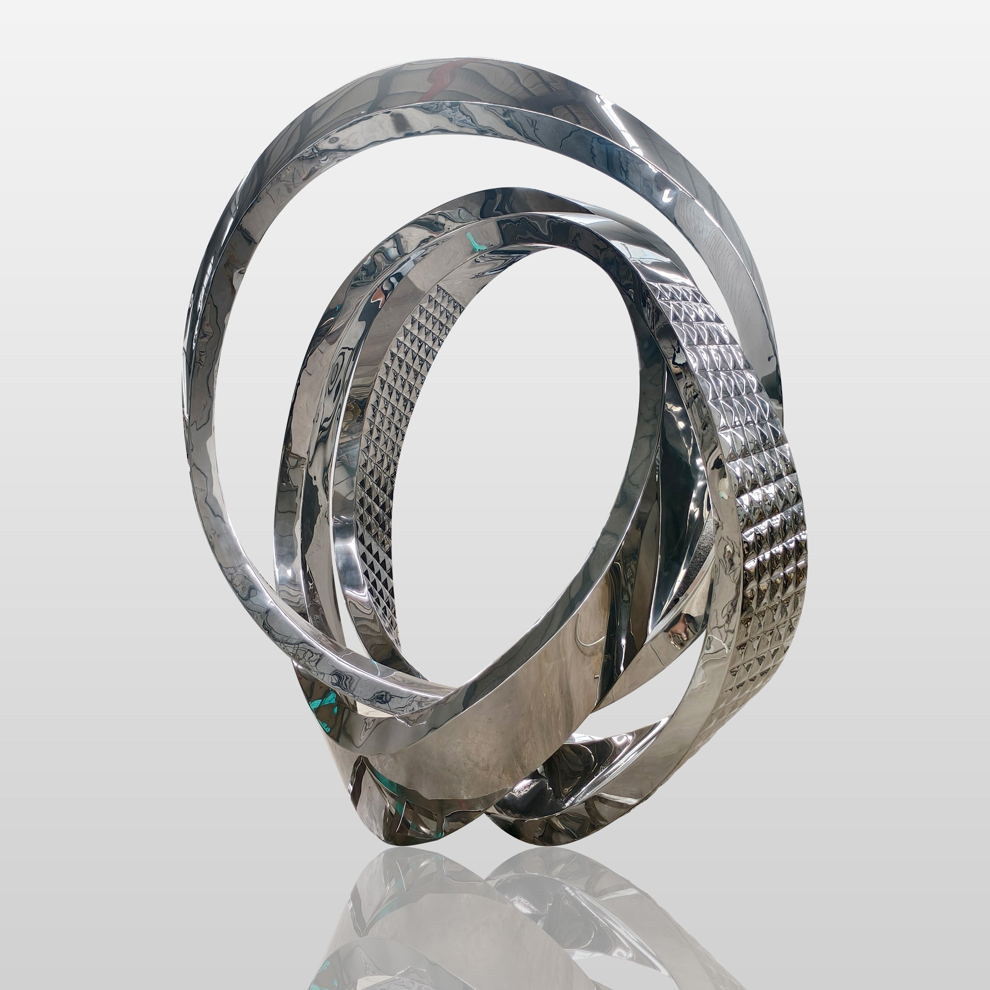 PREMIER Large Modern Mirror Ring Sculpture Stainless Steel City Art Custom Sculpture PSLSS-012