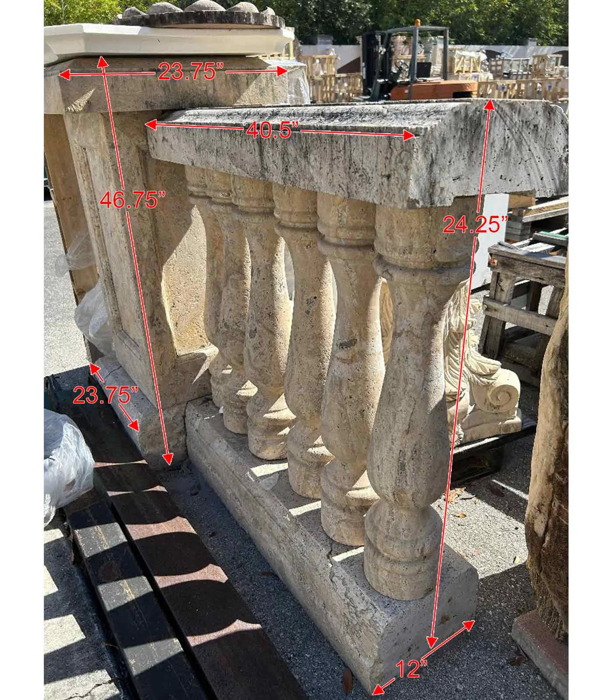 Classic Light Travertine Balustrade System - Complete Stone Railing Kit with Balusters, Posts, Rails and Base