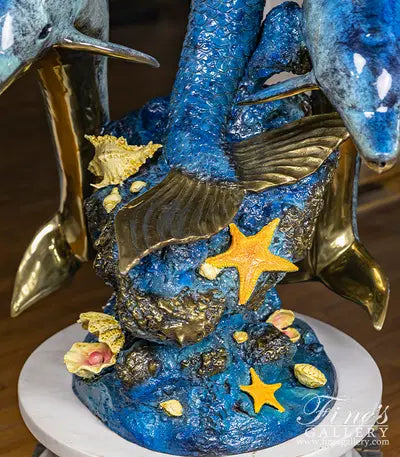 Bronze Mermaid with Two Dolphins Fountain