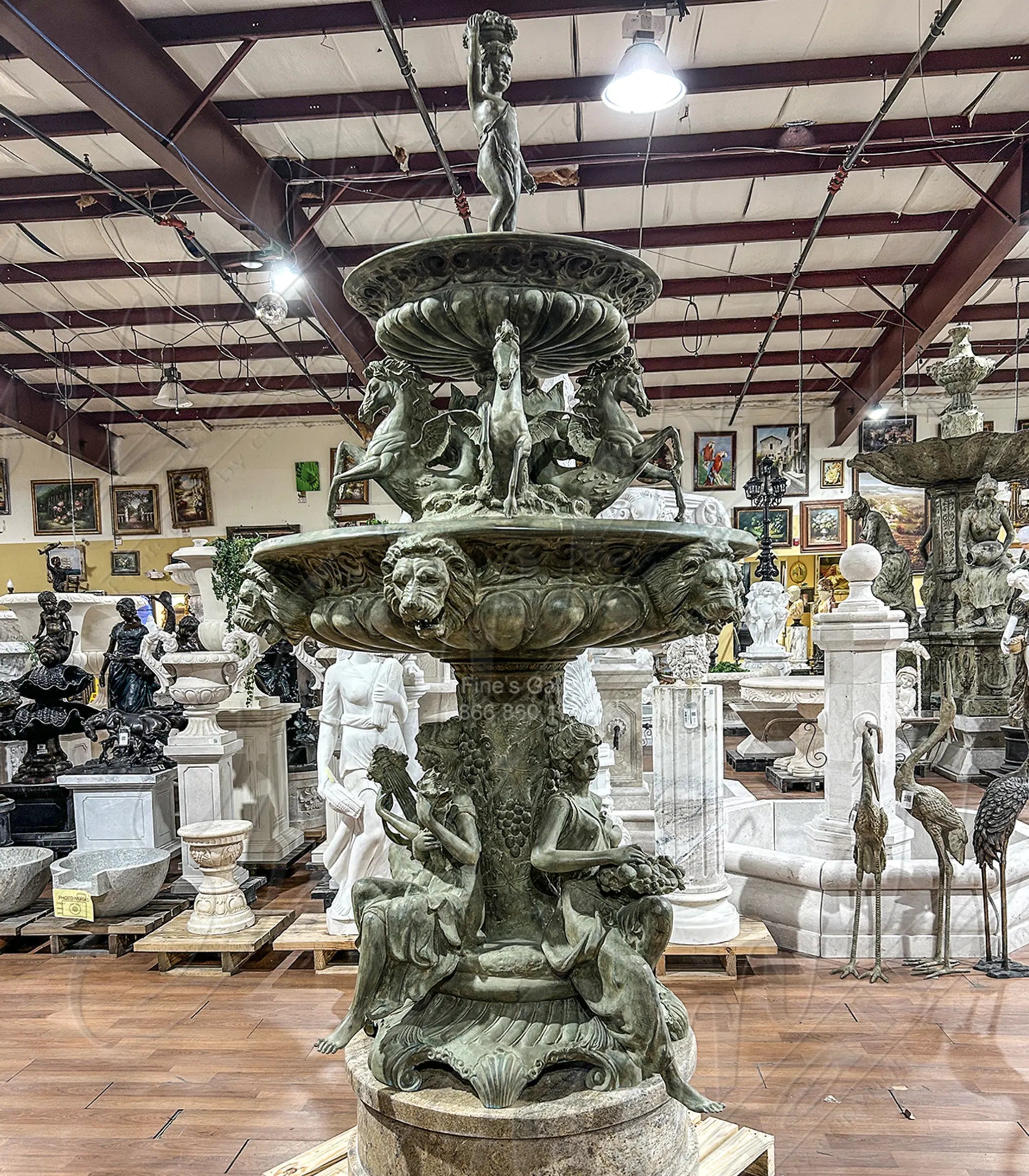The Grandeur Two-Tier Patina Bronze Fountain