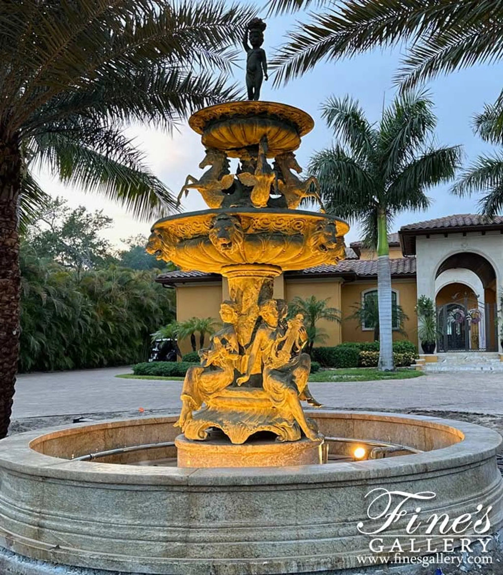 The Grandeur Two-Tier Patina Bronze Fountain