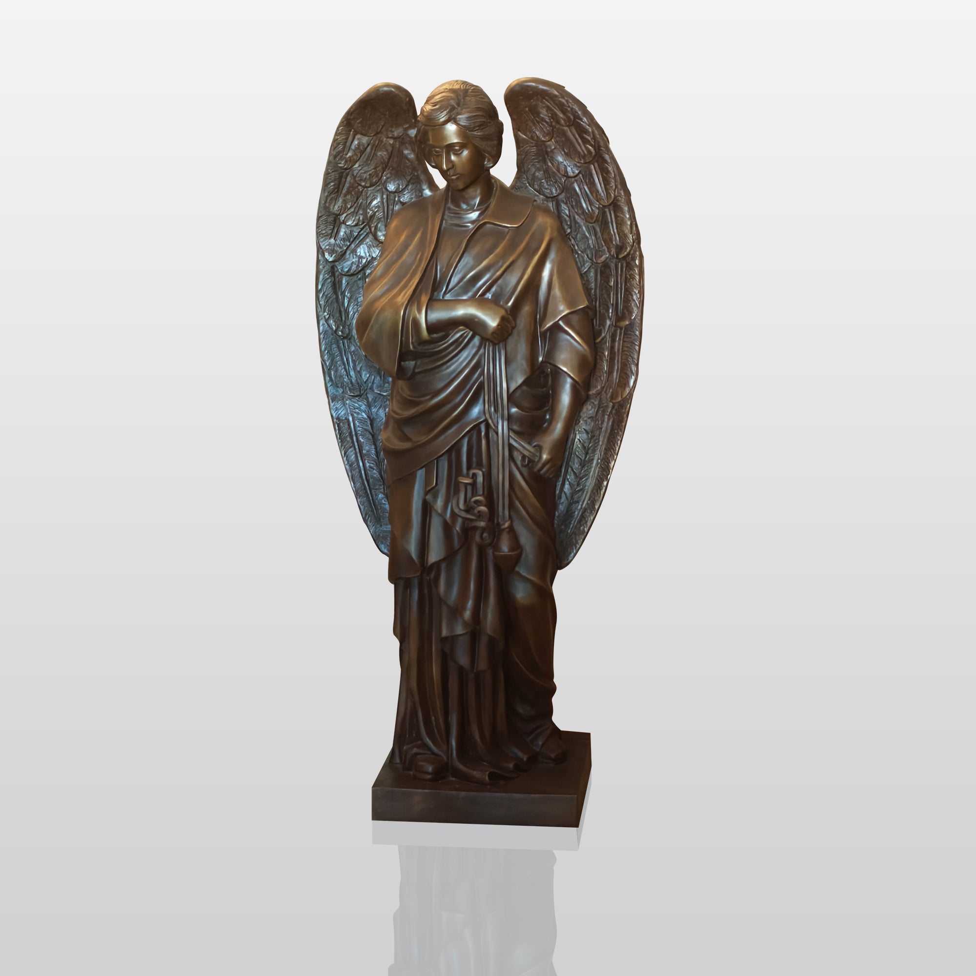 PREMIER Religious Bronze Statue Sculpture of Angel for Church Interior, Memorial Garden and Private Prayer Room PSB-091