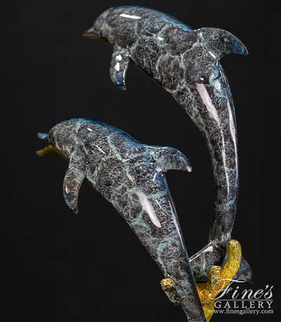 Twin Dolphin Bronze Statue