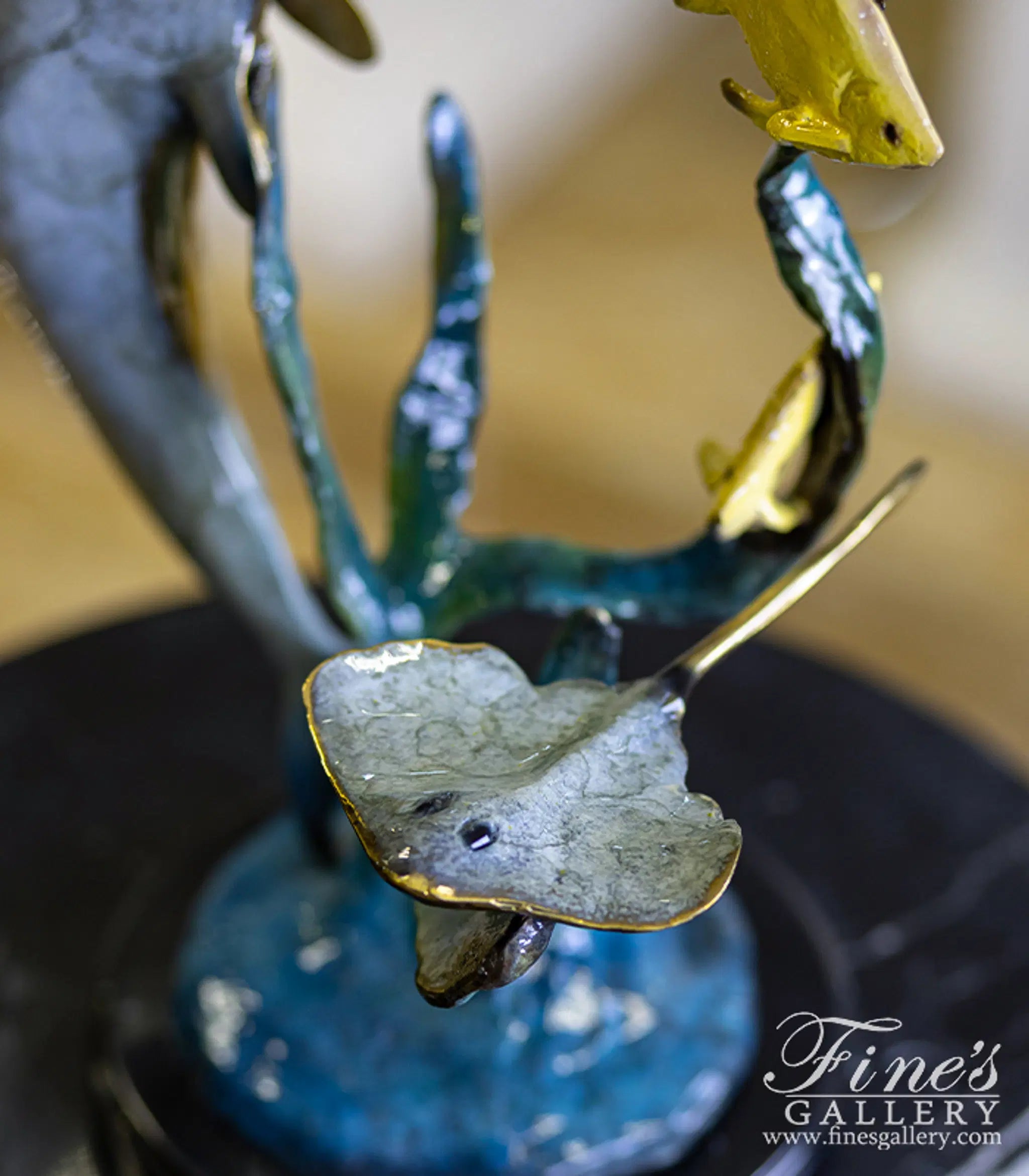 Enamel Bronze Statue - Dolphin, Sea Turtle, Tropical Fish and Stingray Table Decor