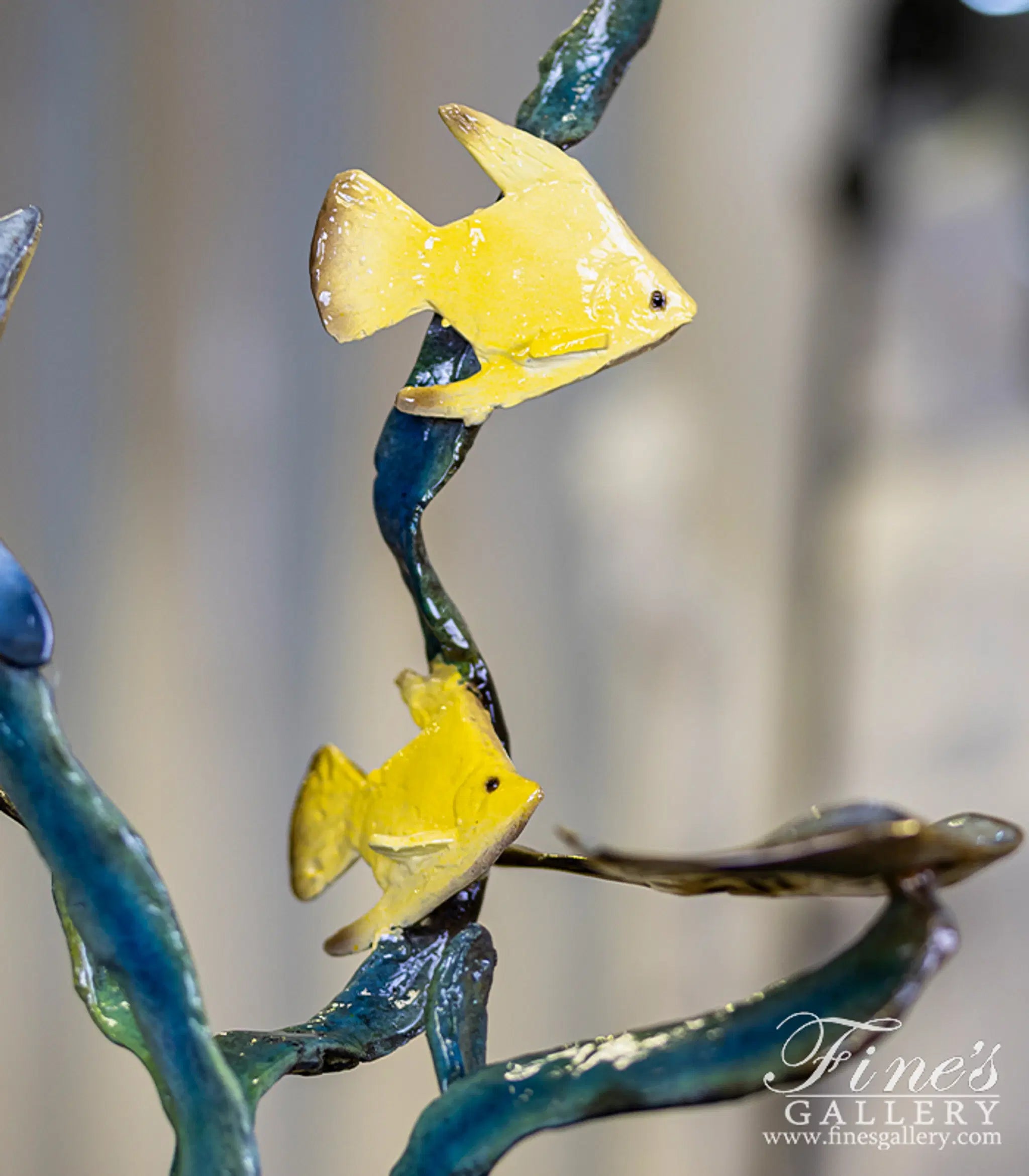 Enamel Bronze Statue - Dolphin, Sea Turtle, Tropical Fish and Stingray Table Decor