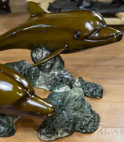 Vintage Bronze Dolphins Coffee Table