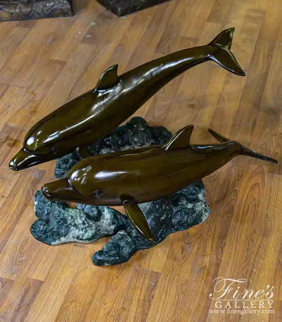 Vintage Bronze Dolphins Coffee Table