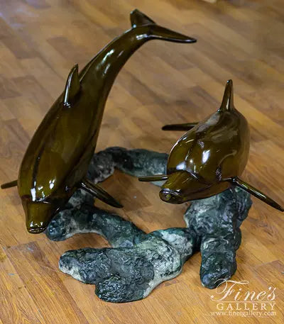 Vintage Bronze Dolphins Coffee Table