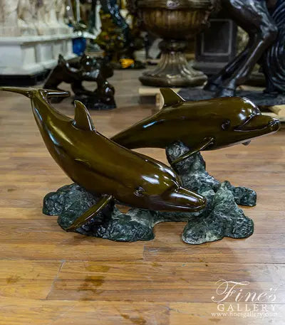Vintage Bronze Dolphins Coffee Table