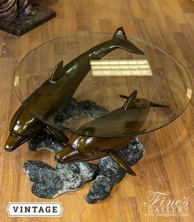 Vintage Bronze Dolphins Coffee Table