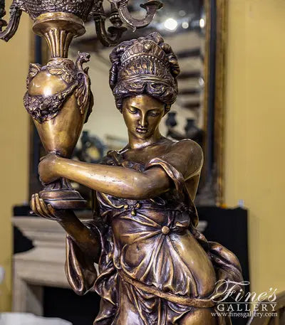 Life Size Bronze Figural Candelabra Pair