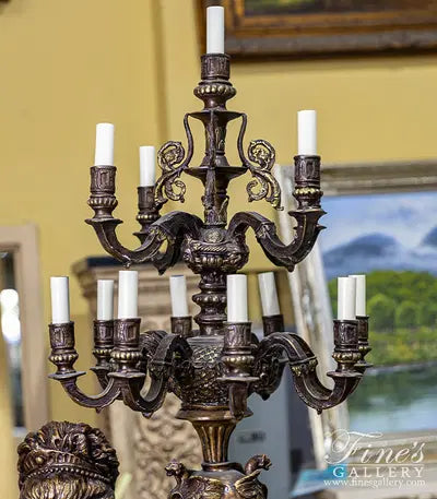 Life Size Bronze Figural Candelabra Pair