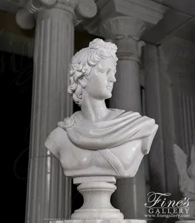 Apollo and Dianna Marble Bust Pair