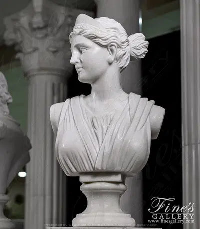 Apollo and Dianna Marble Bust Pair