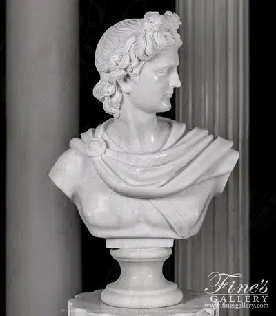 Apollo and Dianna Marble Bust Pair