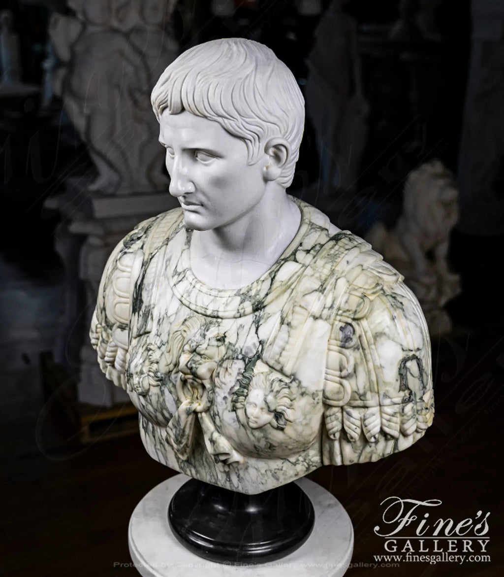 Augustus of Primaporta Bust in Statuary and Arabascato Marble