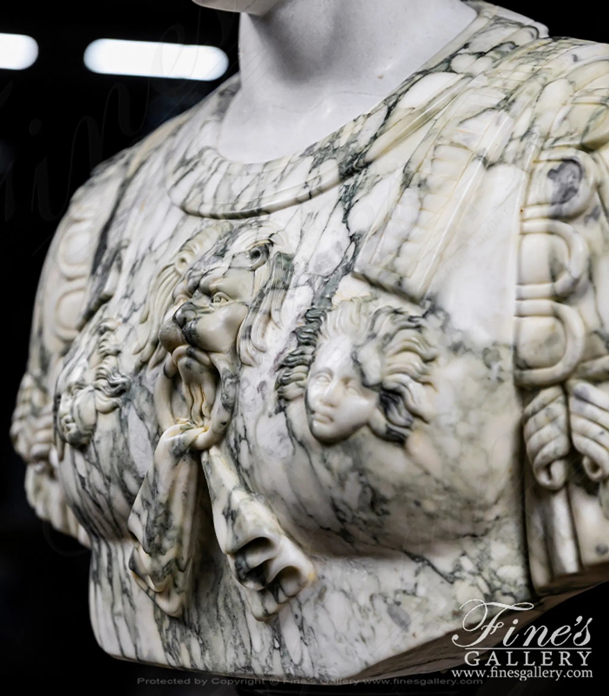 Augustus of Primaporta Bust in Statuary and Arabascato Marble