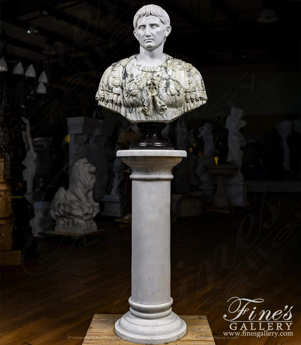 Augustus of Primaporta Bust in Statuary and Arabascato Marble