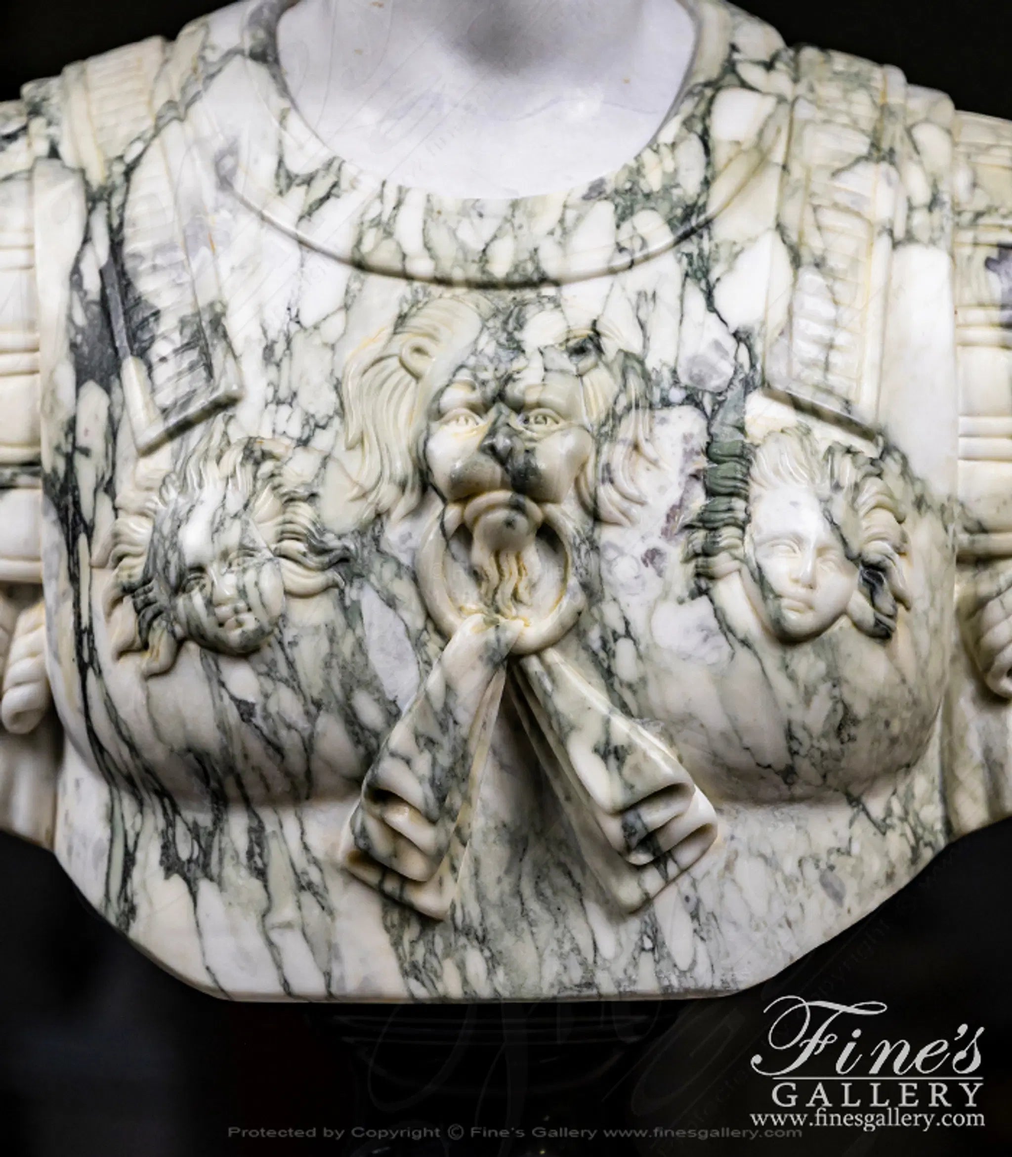 Augustus of Primaporta Bust in Statuary and Arabascato Marble