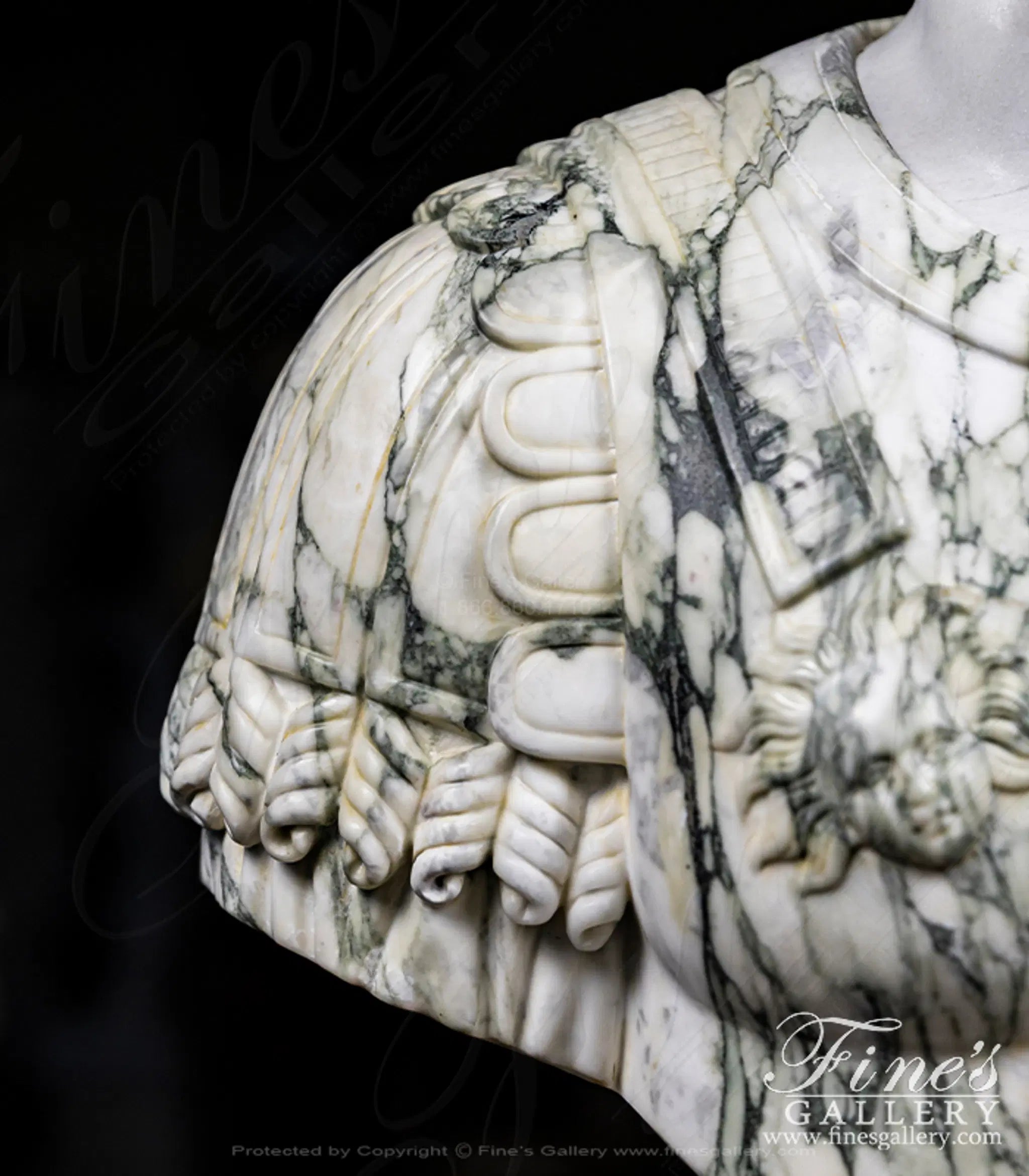 Augustus of Primaporta Bust in Statuary and Arabascato Marble