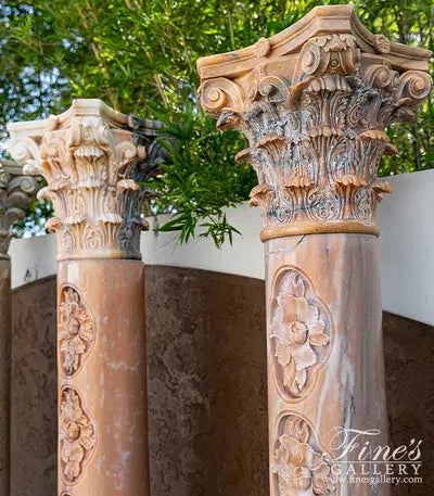 Ornate Decor Marble Column Pair