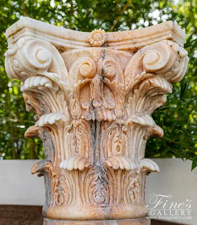 Ornate Decor Marble Column Pair