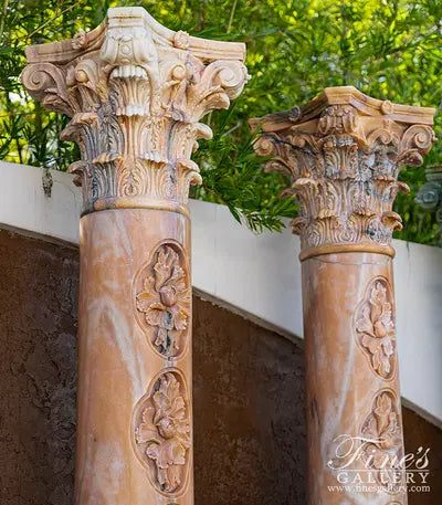 Ornate Decor Marble Column Pair