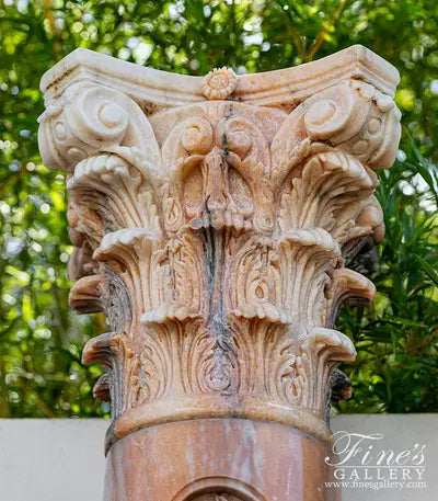 Ornate Decor Marble Column Pair