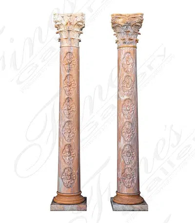 Ornate Decor Marble Column Pair