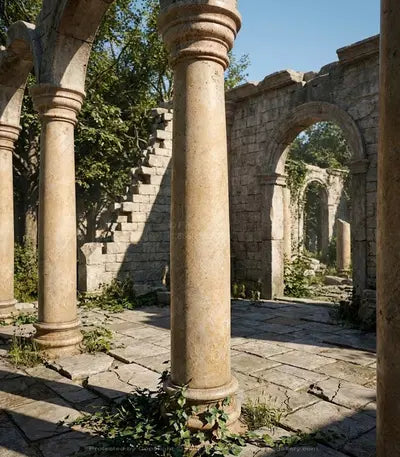 Bowed Tuscan Column in Travertine