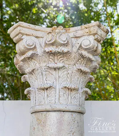Corinthian Style Columns In Classic Light Travertine Marble