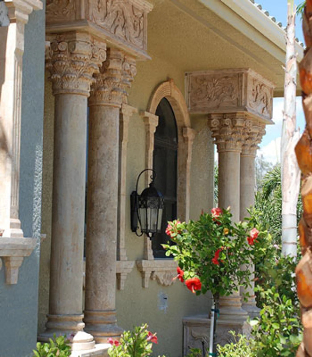 Corinthian Style Columns In Classic Light Travertine Marble